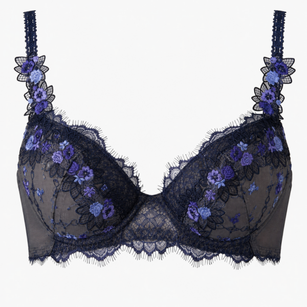Midnight Violet Embroidered Lace Underwire Bra